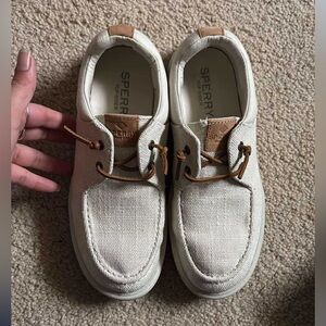 Sperry women Tan Canvas Boat Shoes